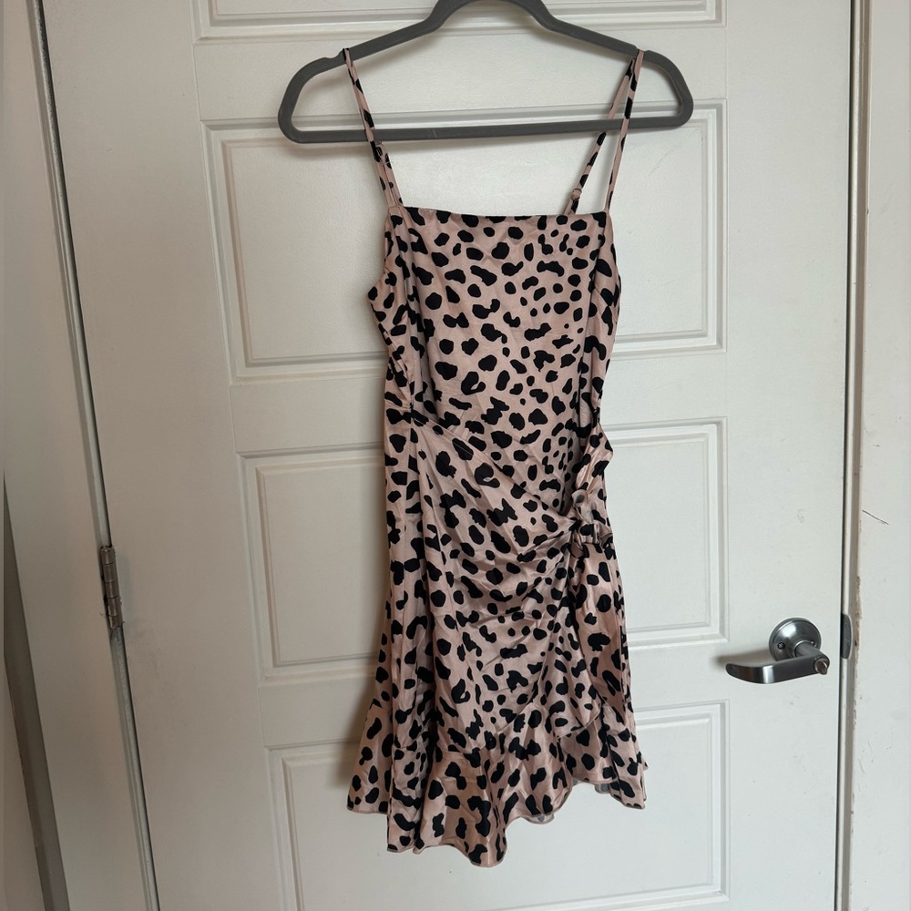 Princess Polly Pink Leopard Mini Dress US Size 6 with Tie Waist